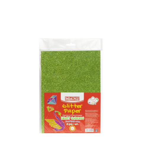 Carton cu sclipici 290gr/m2 A4, 5 buc, Verde neon